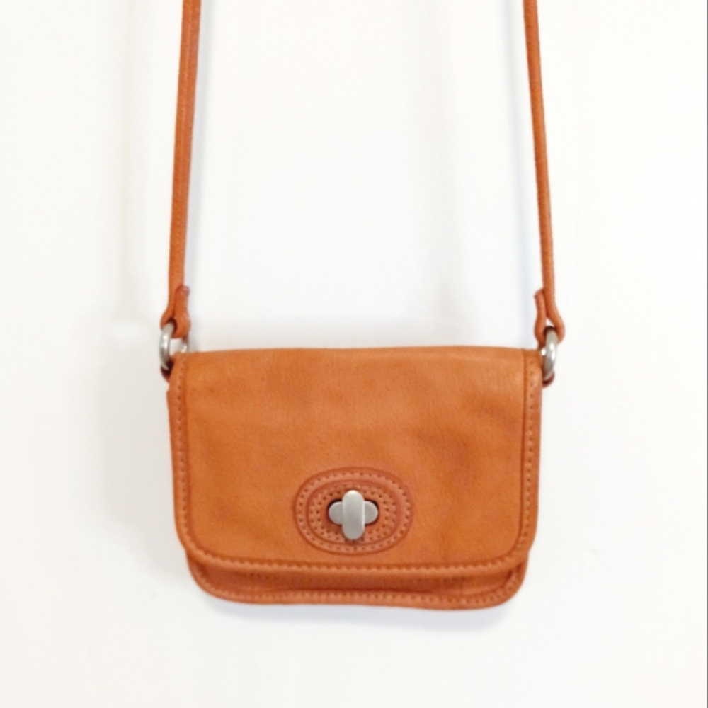 Fossil Orange Leather Crossbody Bag